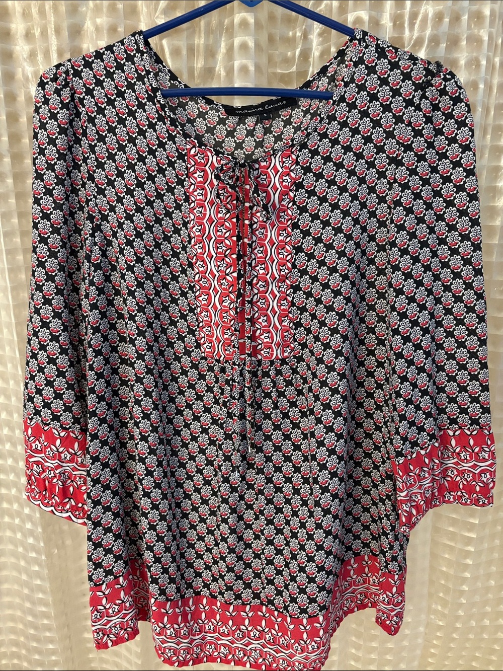 Black and red peasant top